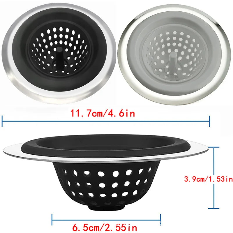 Silicone & Steel Sink Strainer – Hair Catcher & Drain Filter
