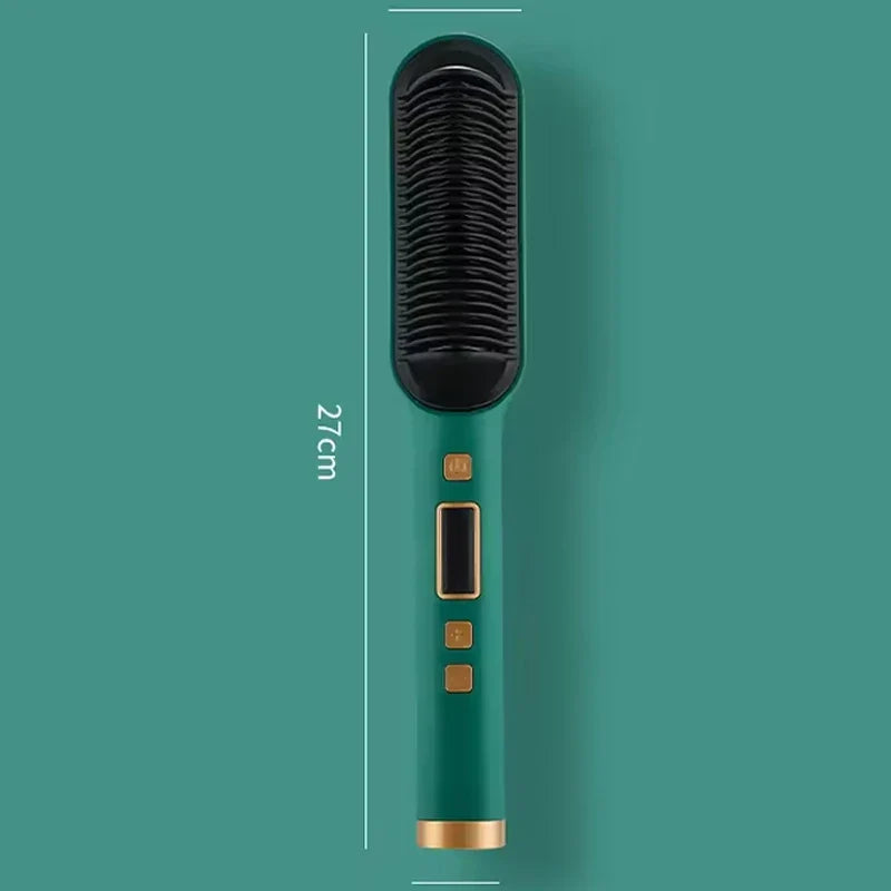 2-in-1 Negative Ion Hair Straightening Brush & Curling Comb LCD
