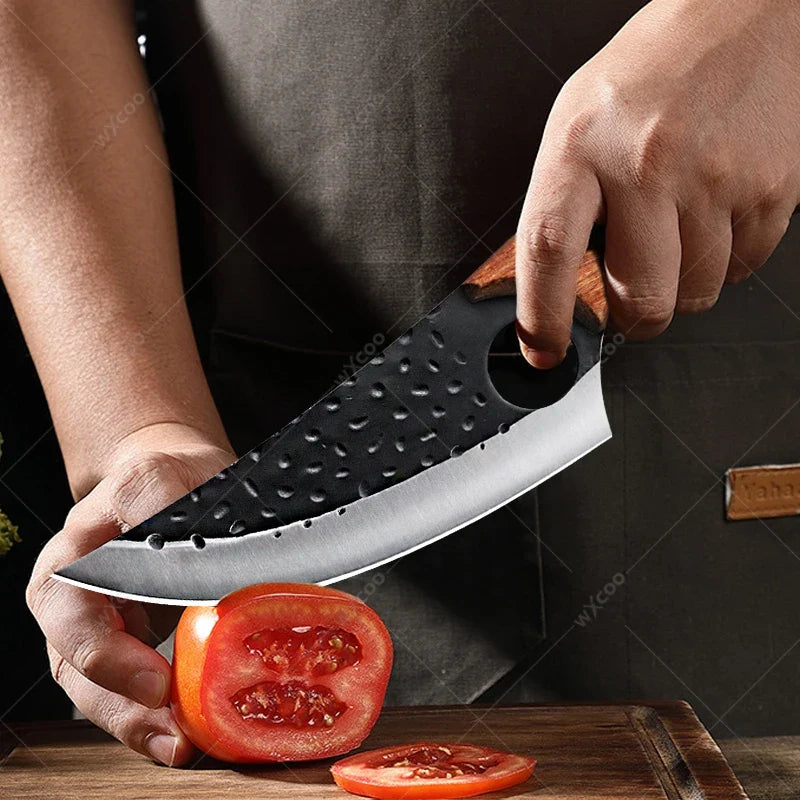 Forged Stainless Steel Boning & Meat Cleaver Knife – Wood Handle