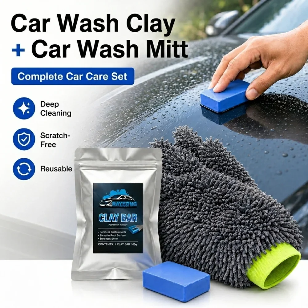 Car Wash Mitt & Clay Bar Detailing Kit – Scratch-Free