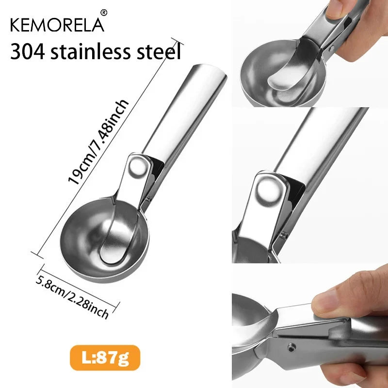 KEMORELA Stainless Steel Ice Cream Scoop – Ergonomic Handle