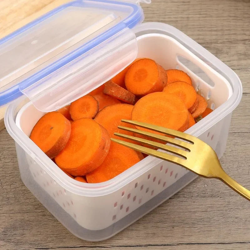 Food Storage Boxes Double-layer Refrigerator Fresh Sealed Box