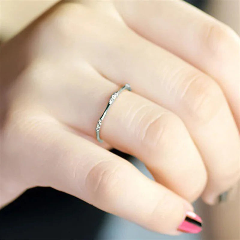 Huitan Thin CZ Rings for Women – Trendy Cubic Zirconia Jewelry