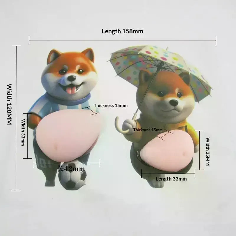 3D Shiba Inu Stickers Cute Orange Chubby Silicone Self-adhesive