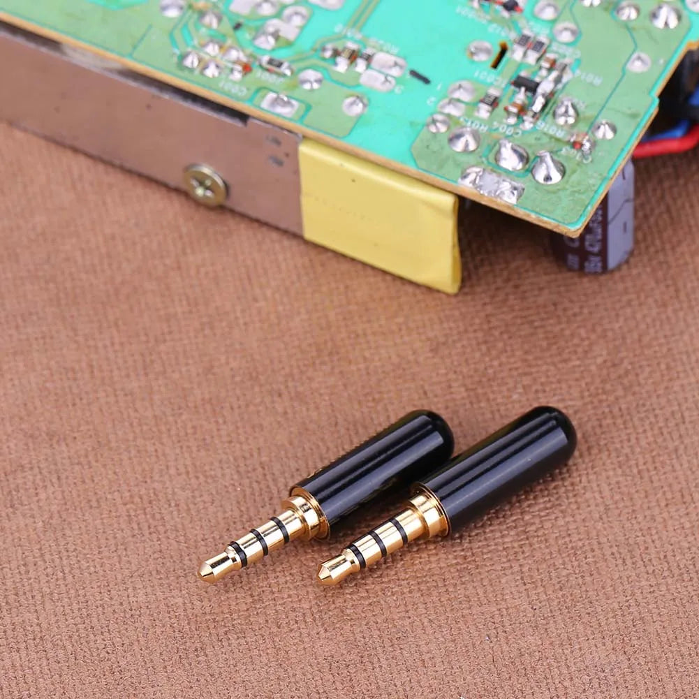 3.5mm TRRS 4-Pole Male Plug – DIY Headphone Connector 2-Pack
