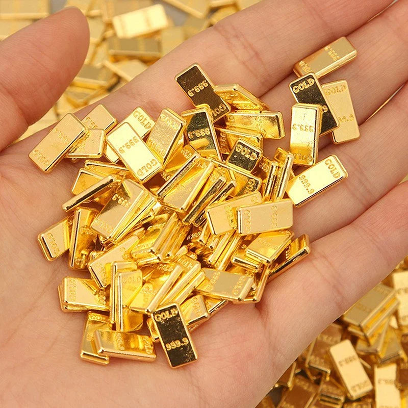 50 Pc Miniature Gold Bar Set – Dollhouse Decor & Pretend Play