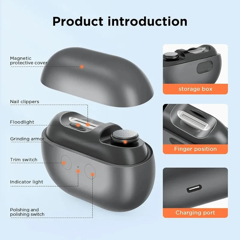 Electric Nail Clipper & Trimmer – Rechargeable, LED Light