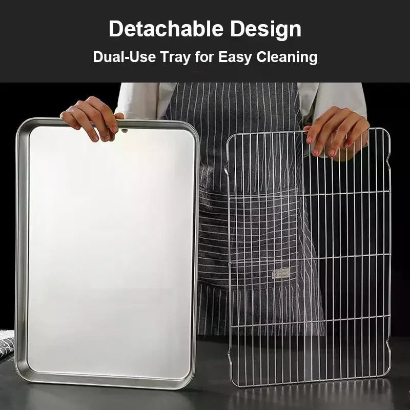 Stainless Steel Baking Tray Set with Removable Cooling Rack