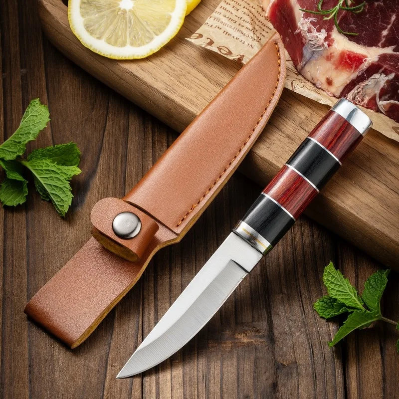 Stainless Steel Paring Knife – Wood Handle Fruit & Meat Knife