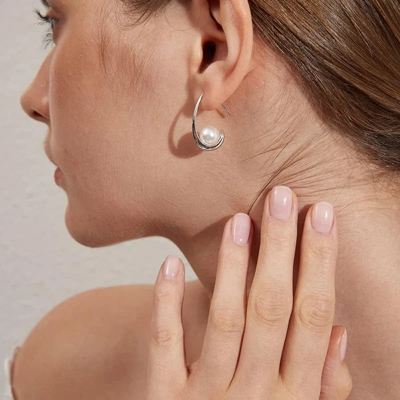 Huitan Simulated Pearl Drop Earrings – Elegant Women's Jewelry
