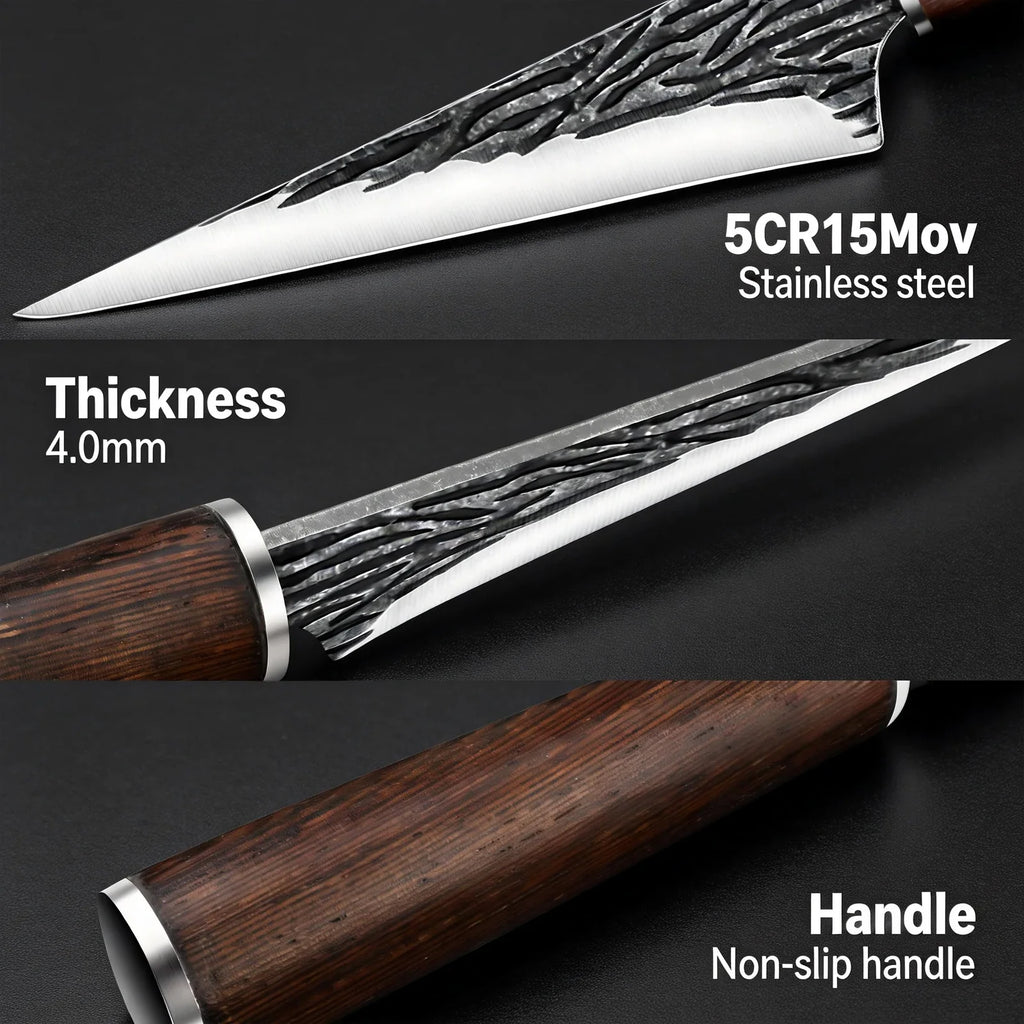 PLYS Forged Stainless Steel Boning & Slicing Knife – Wood Handle