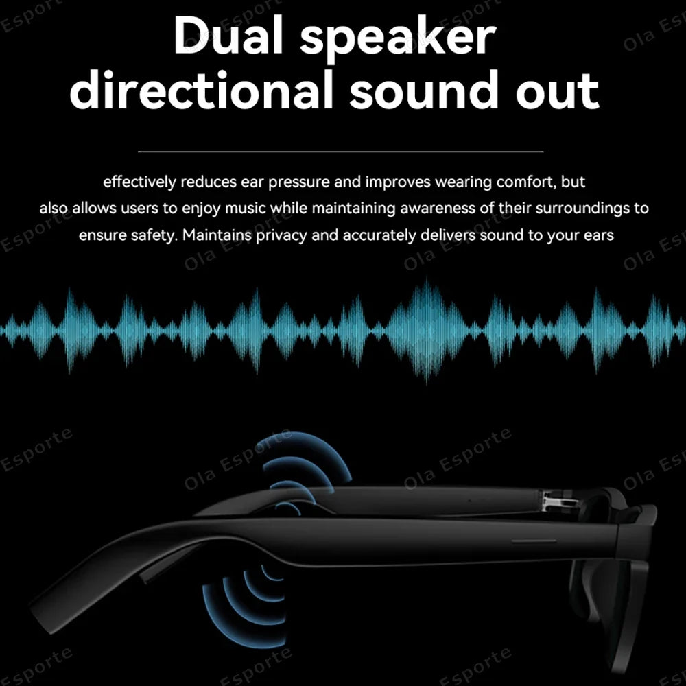 AI Bluetooth Smart Sunglasses UV Music Voice Control 5.3