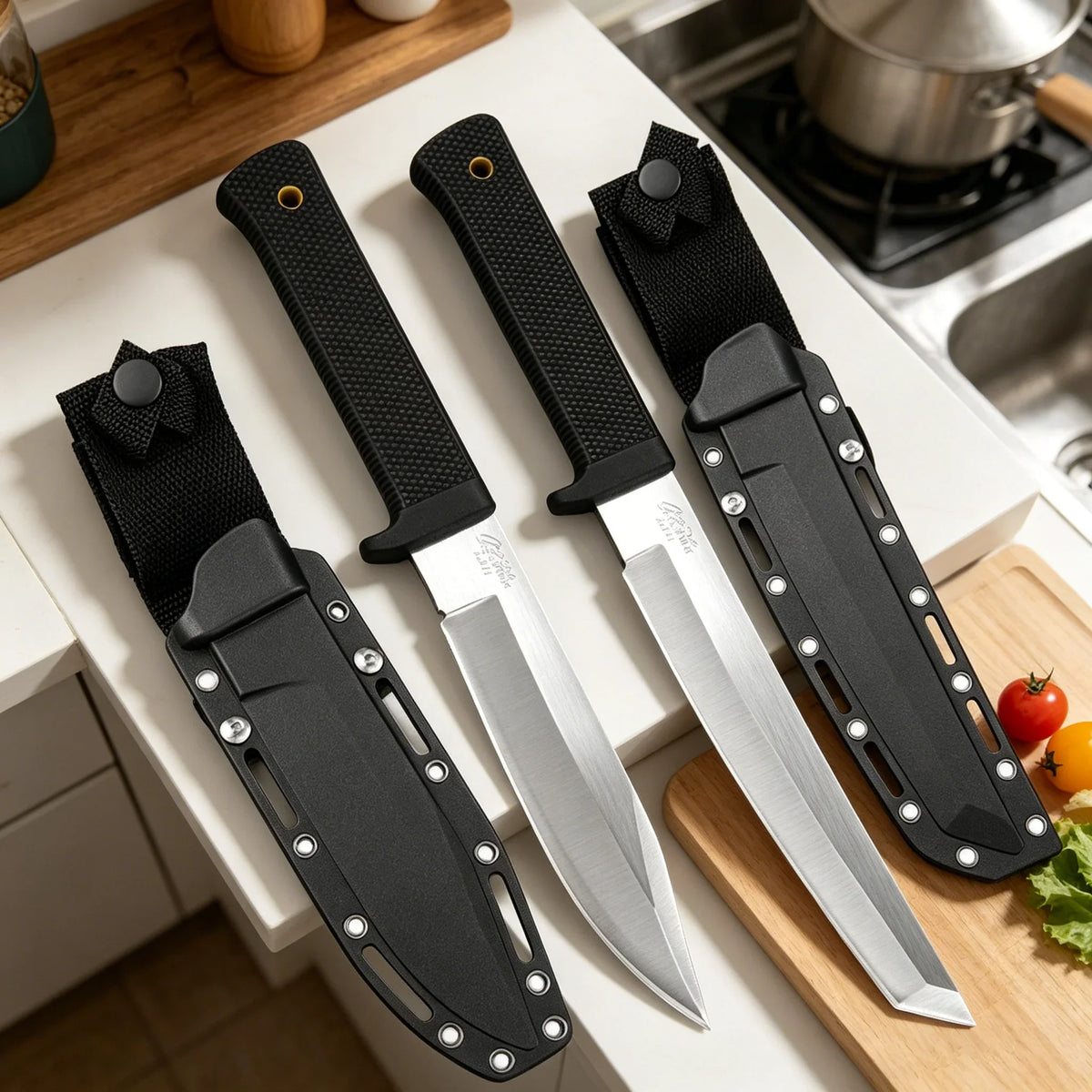 Fixed Blade Kitchen Knife Set with Sheaths – Boning & Slicing