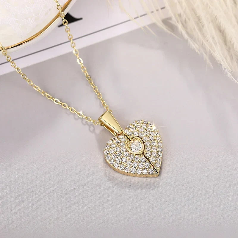Huitan Heart Pendant Necklace – Cubic Zirconia | Party Jewelry