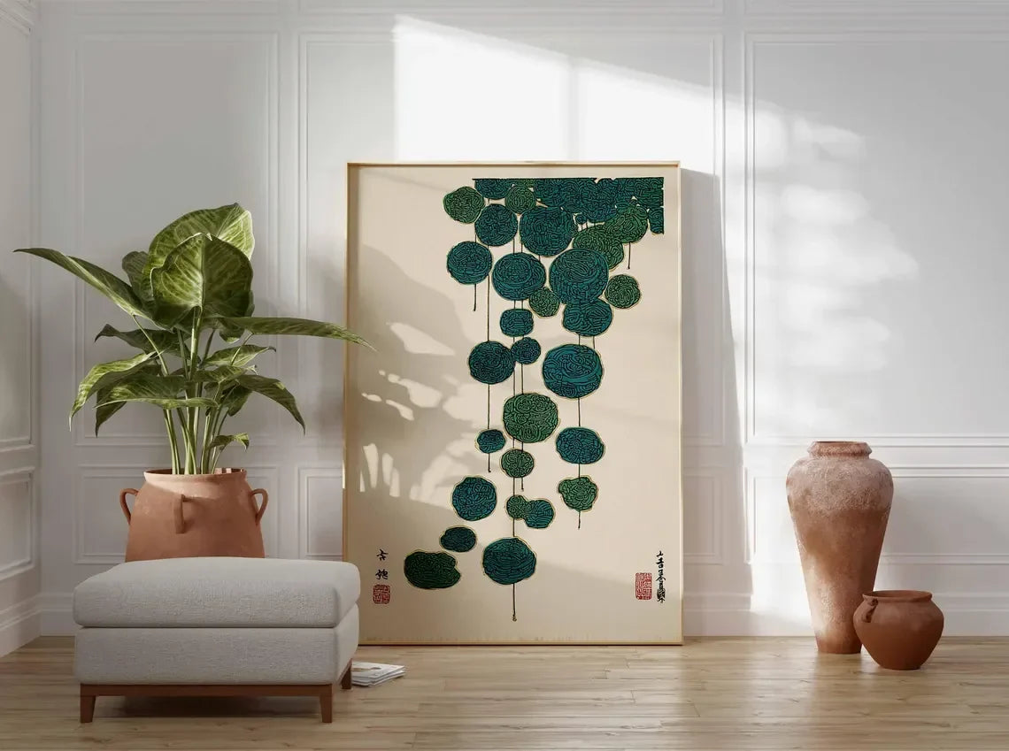 Japanese Lotus Canvas Art Print | Minimalist Zen Wall Décor