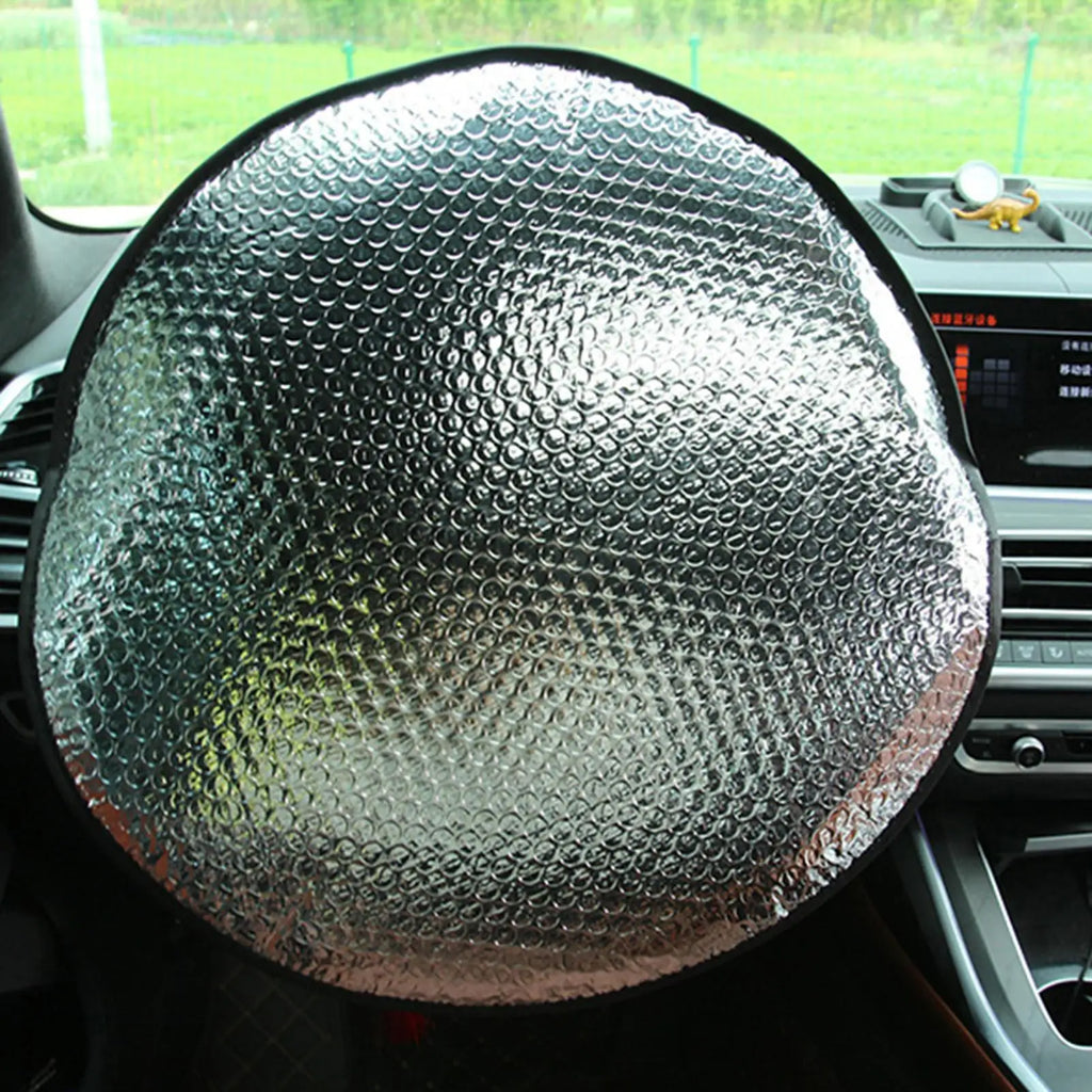 Aluminum Foil Car Steering Wheel Sun Cover | UV Heat Shield