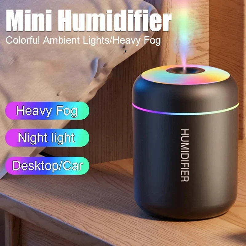 HOMEFISH Mini USB Cool Mist Humidifier & Aroma Diffuser LED