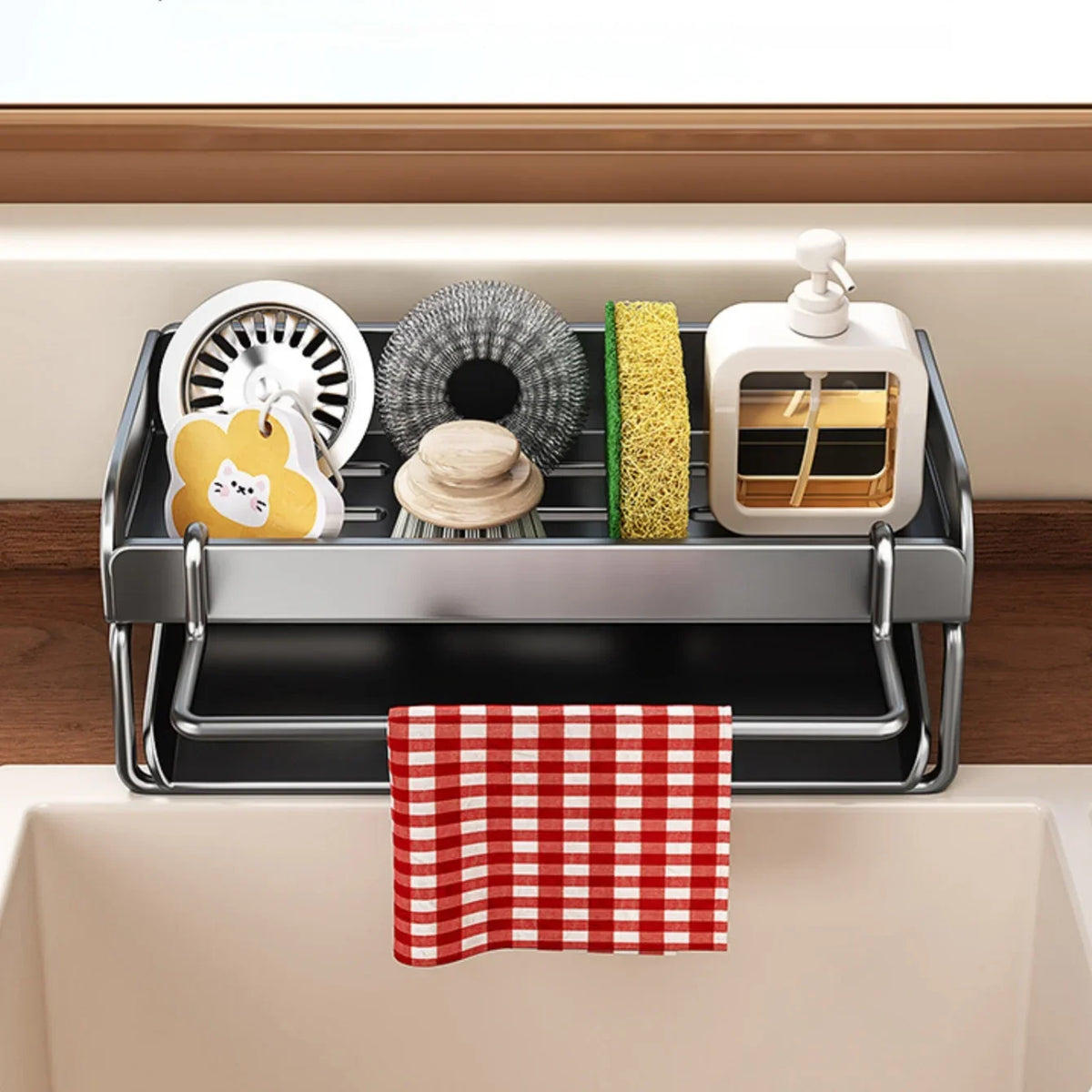 Kitchen Sink Sponge Holder – Rust-Resistant Sink Storage Rack