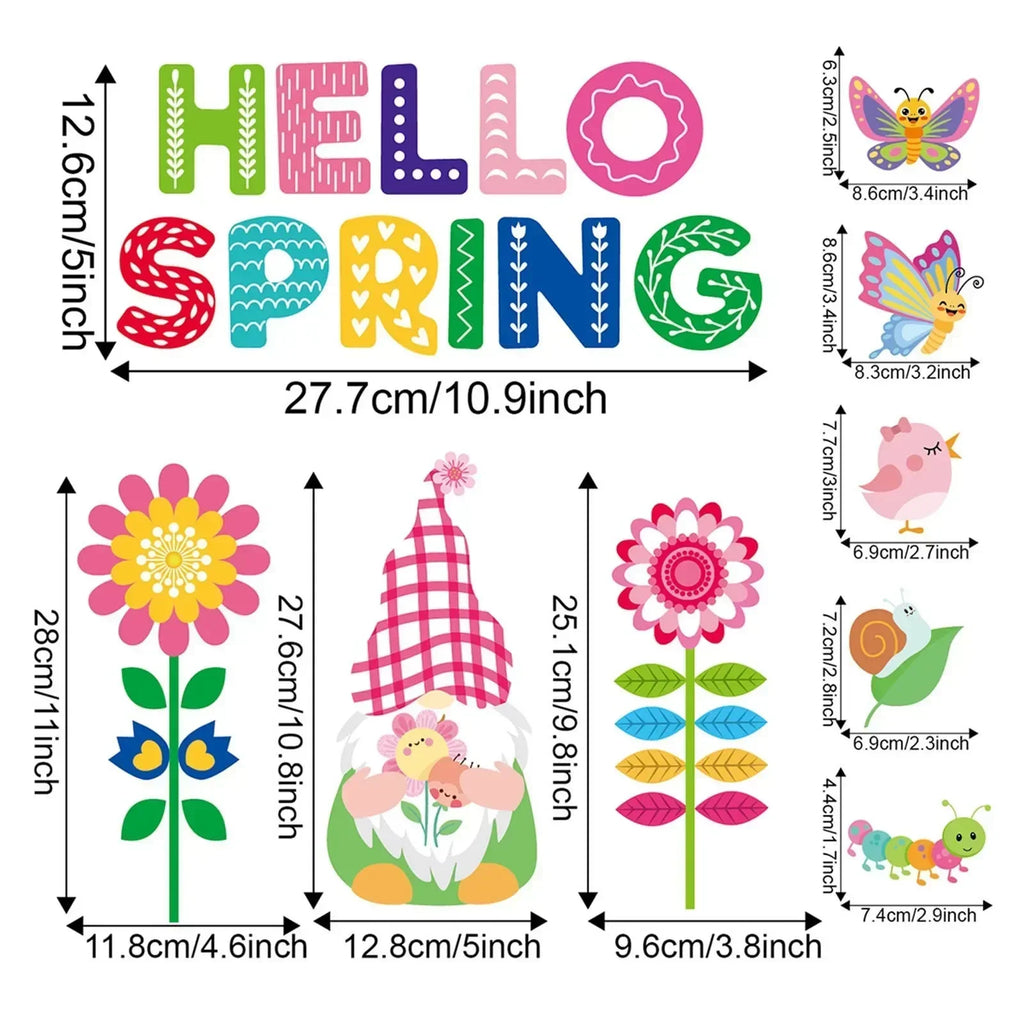 Spring Gel Clings Butterfly Flowers Window Decals Stickers Kids