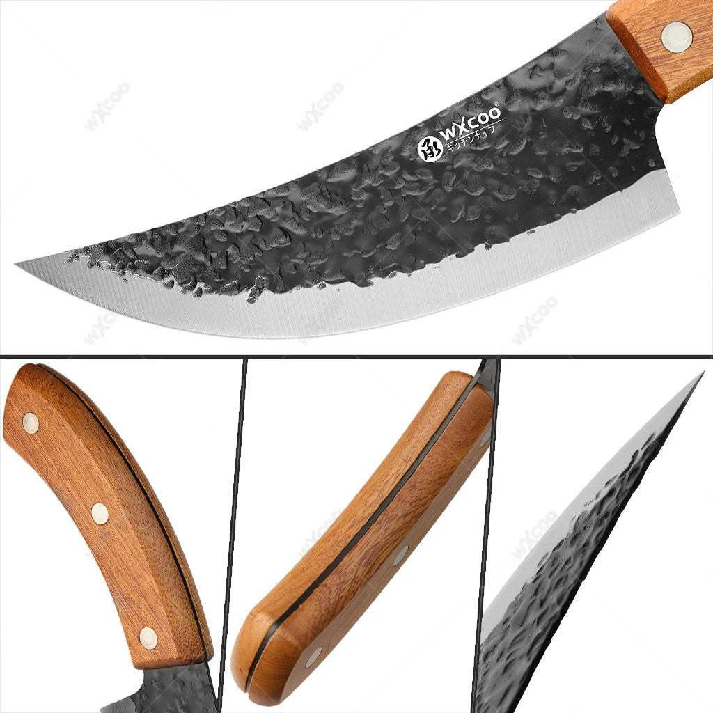 WXCOO Forged Chef Knife – Stainless Steel & Wooden Handle