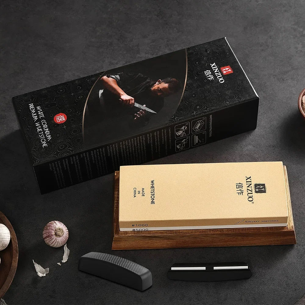 XINZUO Double-Sided Whetstone 1000/5000 or 3000/8000 Grit + Guide