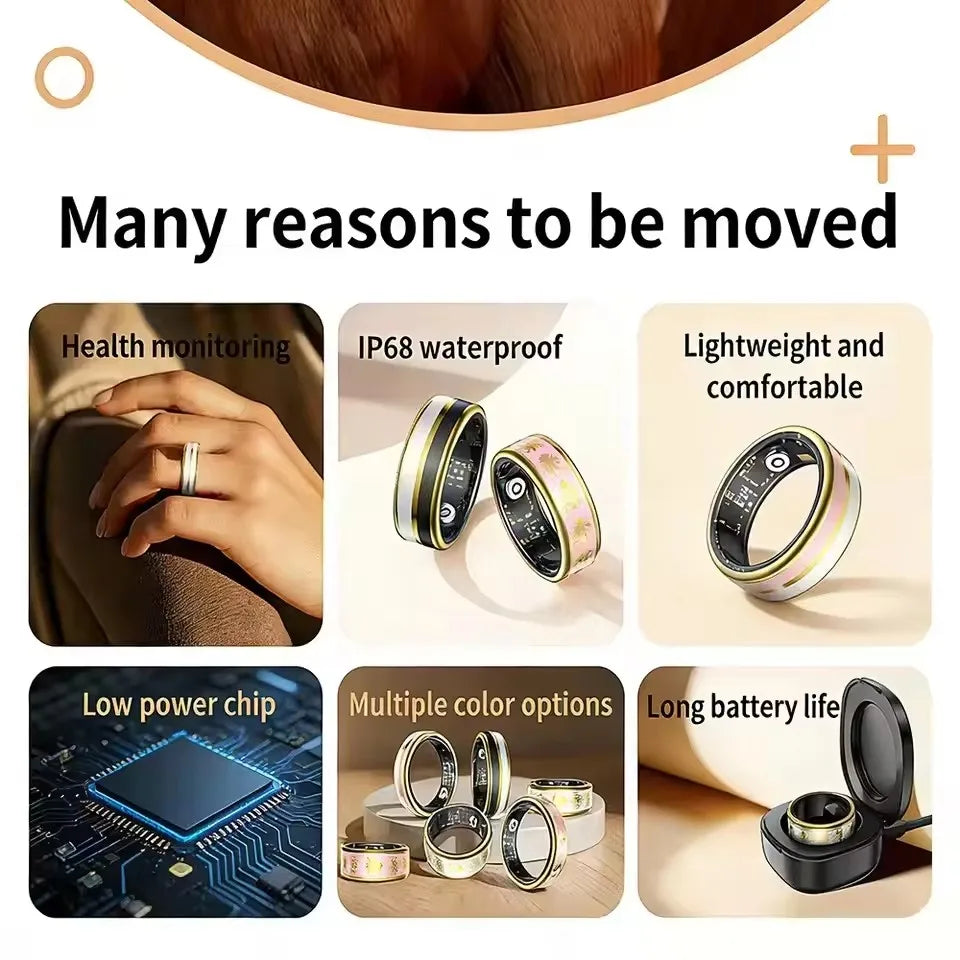 2026 Enamel Smart Ring Heart Rate Blood Oxygen Sleep Monitor Gesture