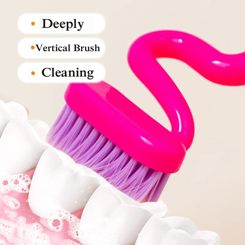 S-Shape Vertical Toothbrush Soft Bristle Adults 4 Pack