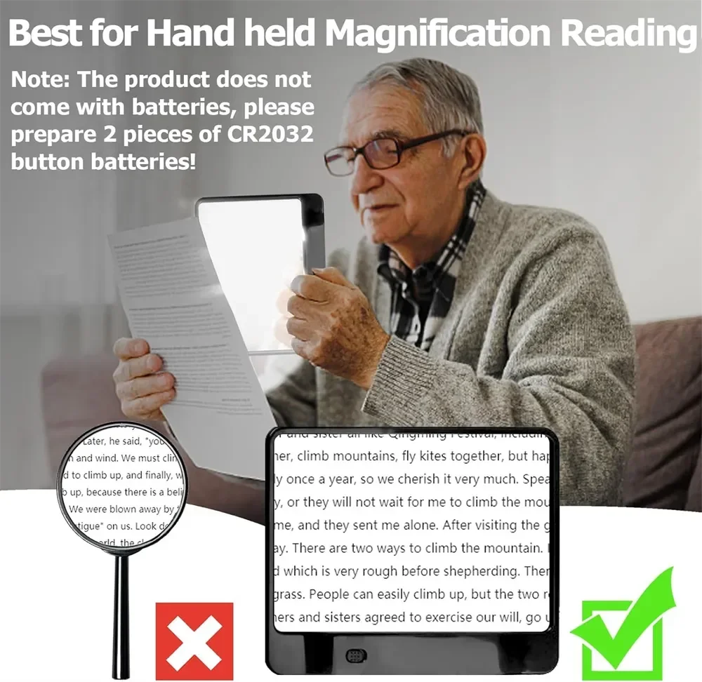 3X Full Page LED Magnifier Sheet for Reading & Crafts