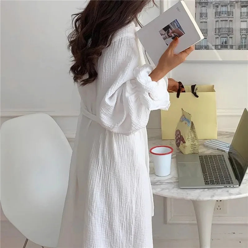 Women's Long Sleeve Lace Nightgown – Korean Sleepwear Robe
