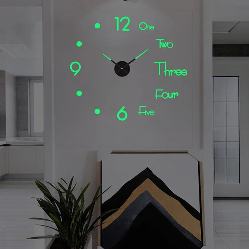 3D DIY Mirror Wall Clock – Silent Quartz Acrylic Home Decor