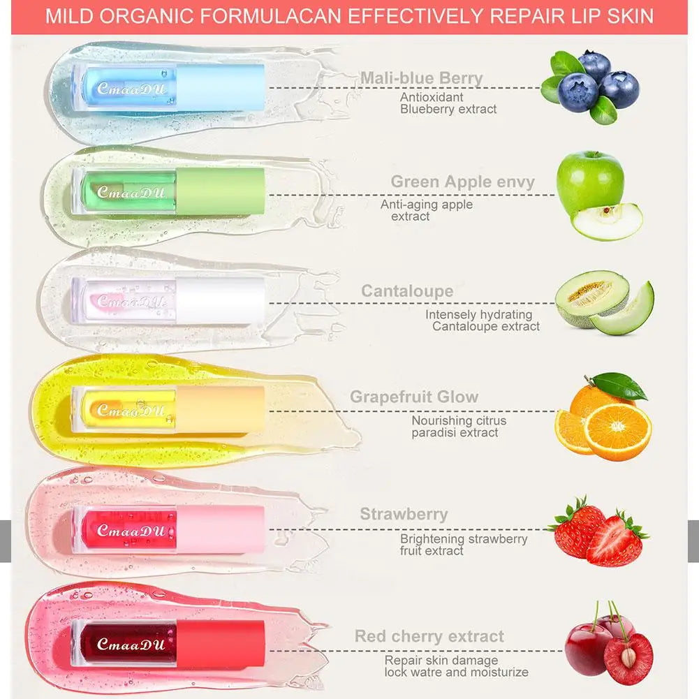 Color Changing Fruit Lip Balm – Moisturizing Lip Gloss 6 Flavors