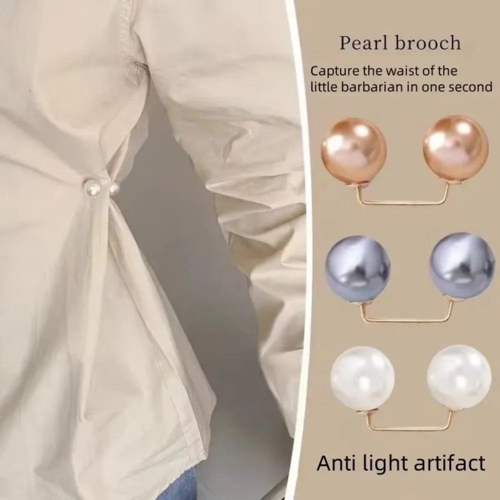 3 6 Double Head Pin Pearl Brooch Adjustable Collar Clip DIY Sewing