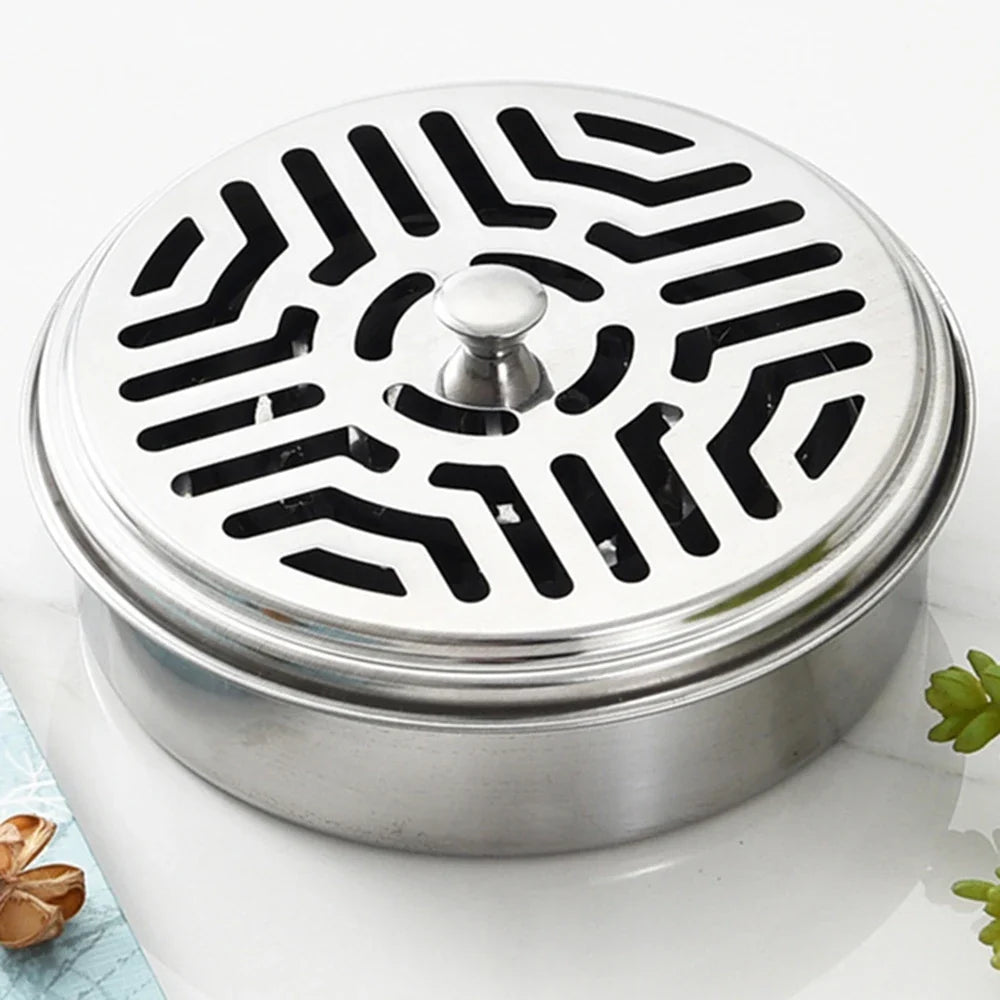 Stainless Steel Mosquito Coil Holder with Cover & Tray