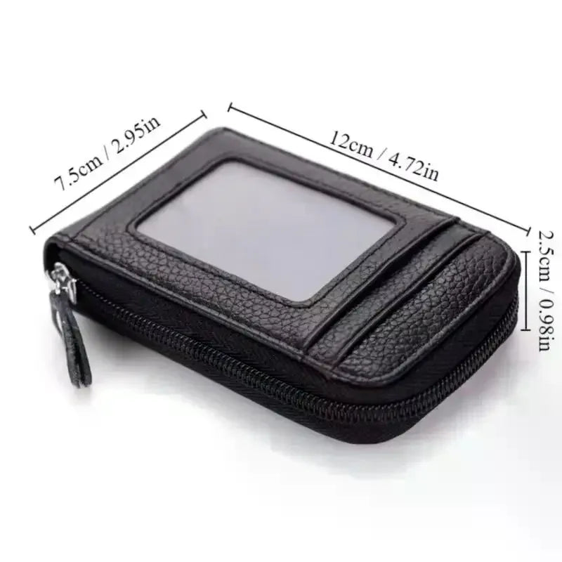 JETTING PU Leather Zipper Card Holder Wallet with ID Window