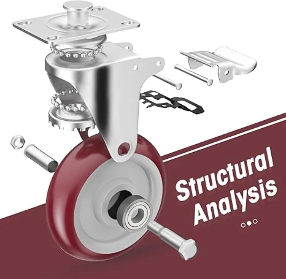 3-Inch Heavy-Duty Swivel Casters with Silent Brake | 2 or 4 Pk