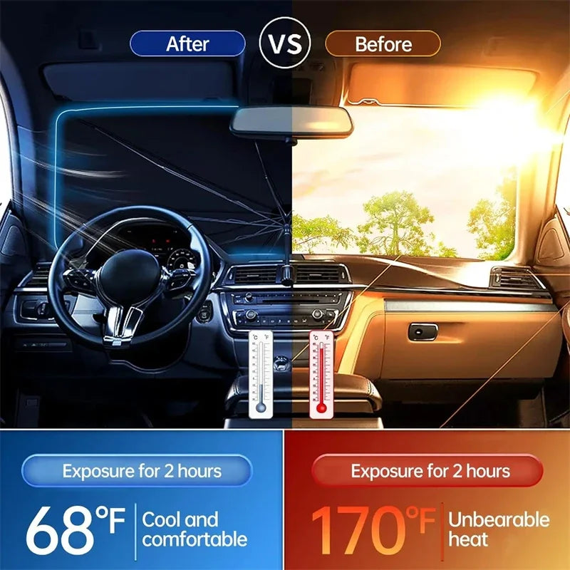Folding Car Windshield Sunshade Umbrella | UV Block & Heat Shield