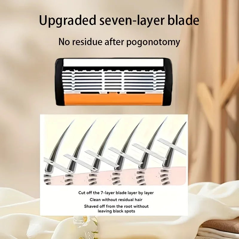 Men's Manual Razor | Steel Blades & Precision Trimmer