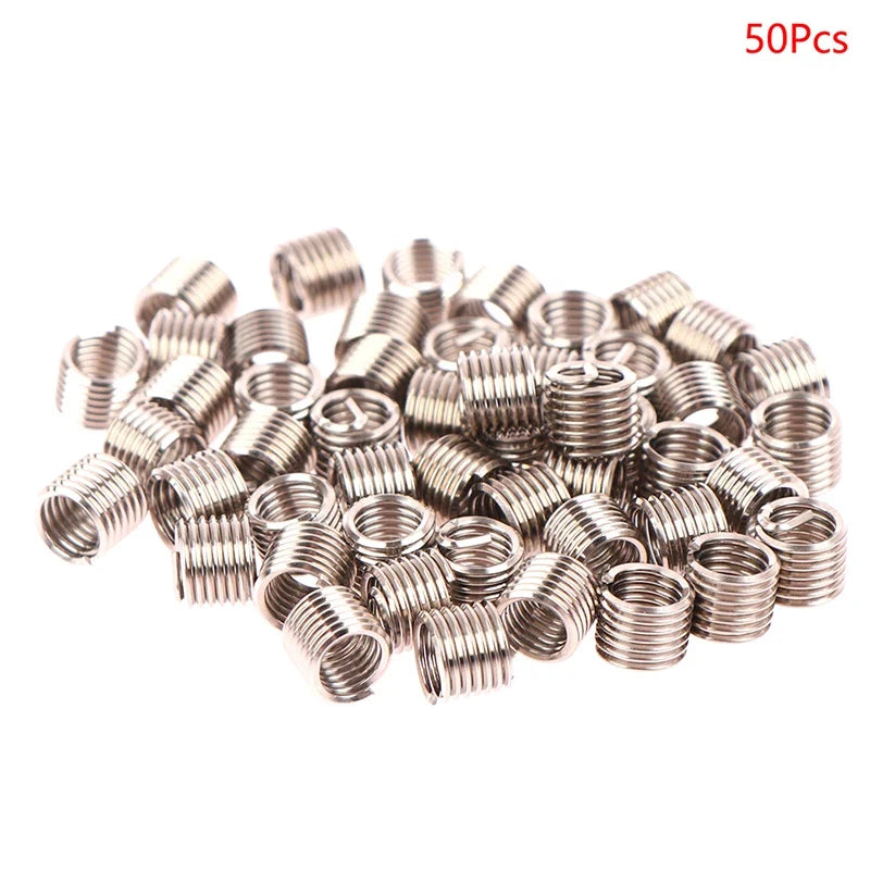 50Pcs M6x1.0 Stainless Steel Wire Thread Repair Inserts 1.5D