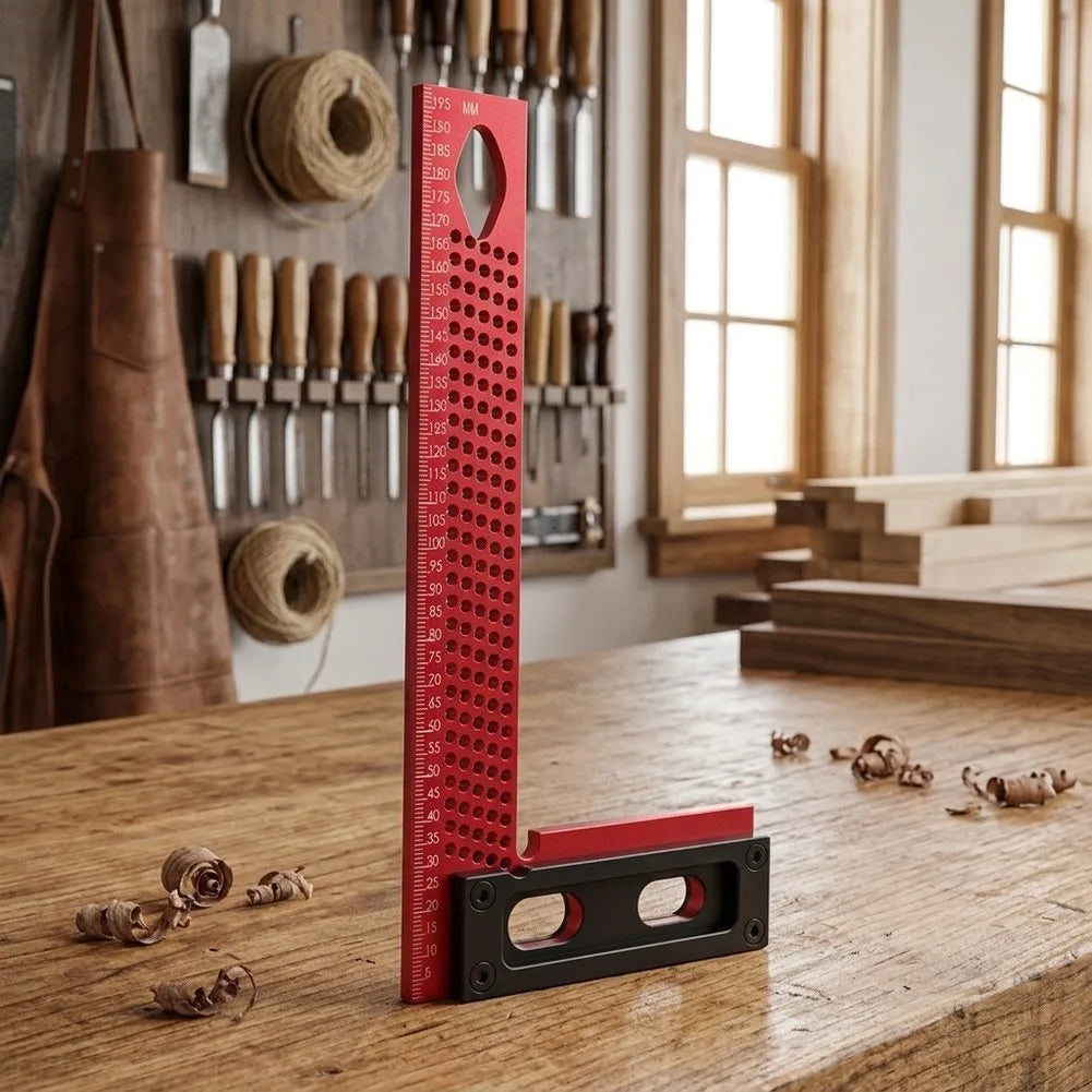 Aluminum Woodworking Right Angle Ruler & Carpenter Square Gauge
