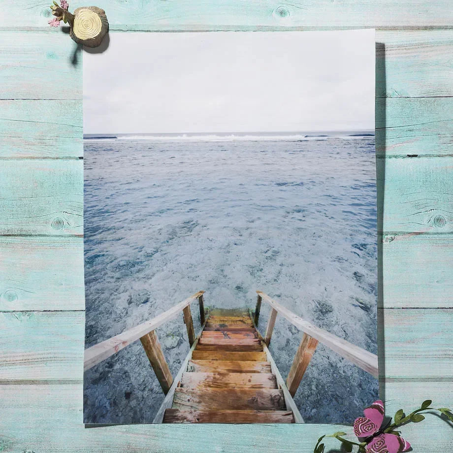 Beach Canvas Wall Art – Waves, Sea Turtles & Coconut Trees