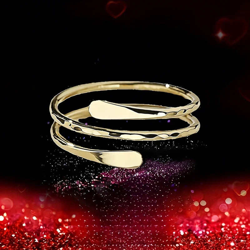 Huitan Glossy Multi-Layer Brass Ring – Women's Party Jewelry