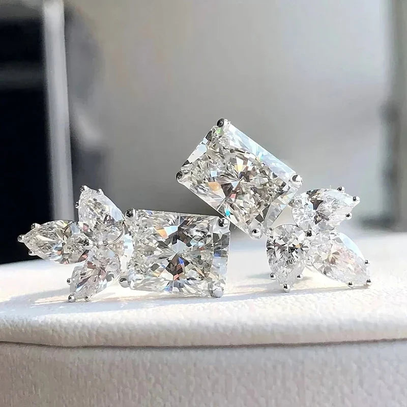 Huitan CZ Stud Earrings – Geometric Cubic Zirconia Fashion Jewelry