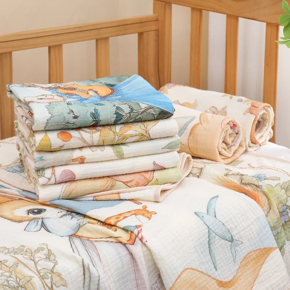 Newborn Baby Bath Towel | Soft Cotton Bamboo Gauze Blanket