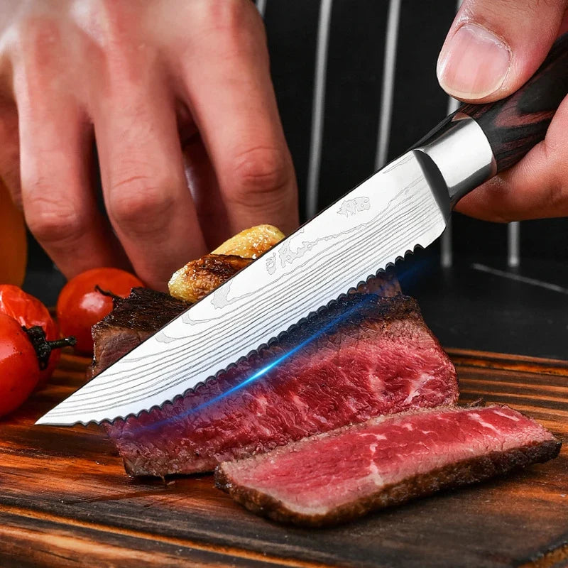 Stainless Steel Serrated Steak Knife with Plastic Handle