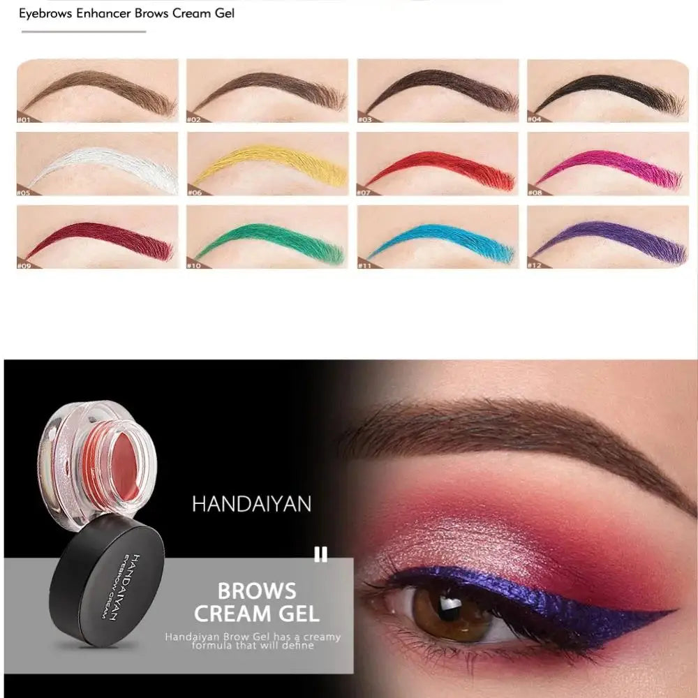 HANDAIYAN Waterproof Eyebrow Gel Cream – 12 Shades, Long Lasting