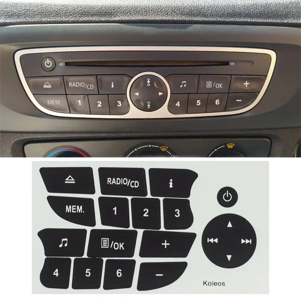 Car Button Repair Stickers CD Radio Audio Decals Twingo Renault Clio