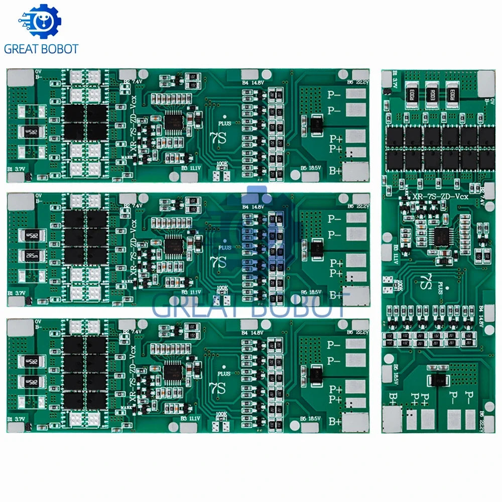 7S 24V BMS 10A–30A Li-ion Battery Protection Board w/ Balance