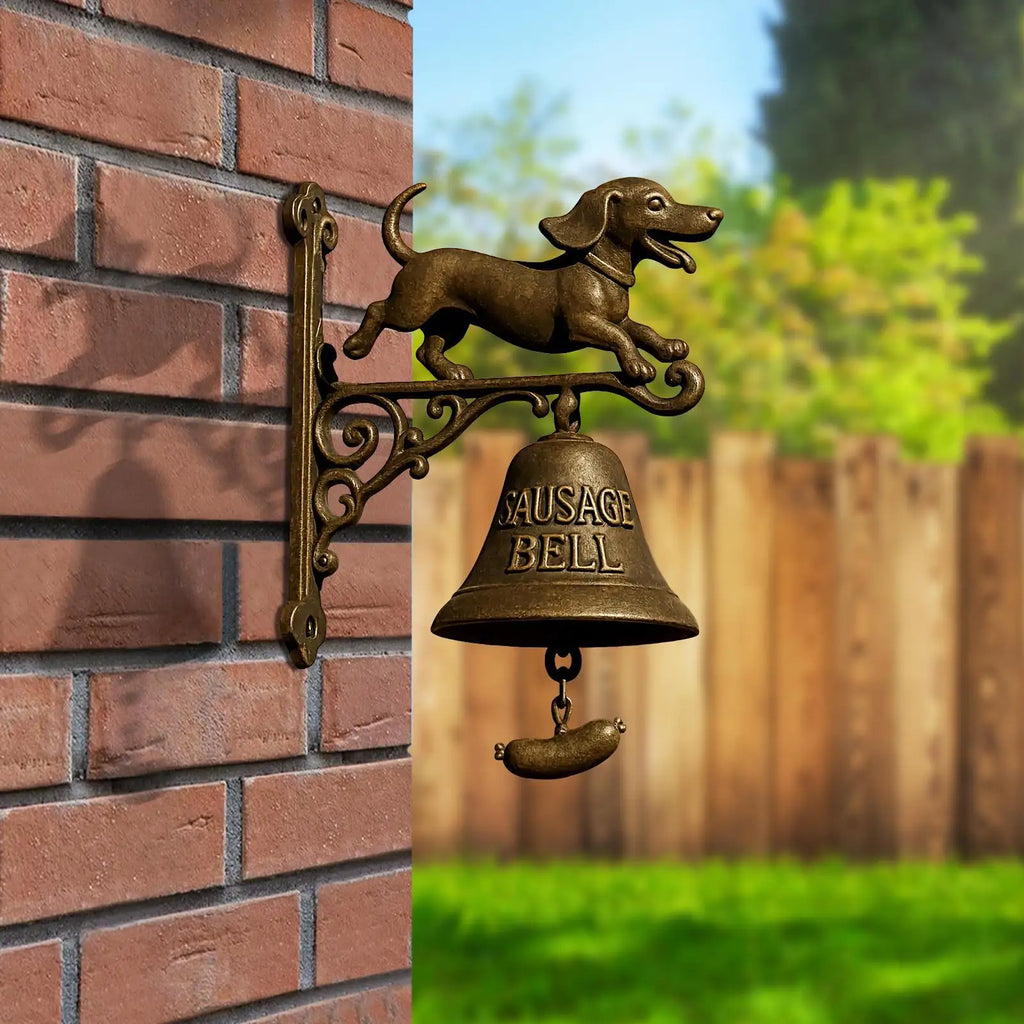 Witch Dachshund Outdoor Dinner Bell | Retro Farmhouse Door Chime