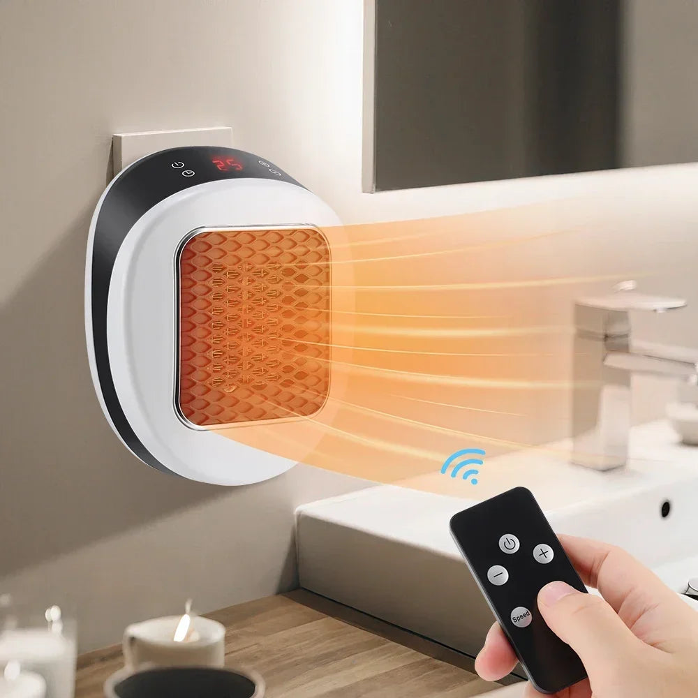 AFDEAL Wall Plug-In Space Heater – Remote, LED Display, 600W