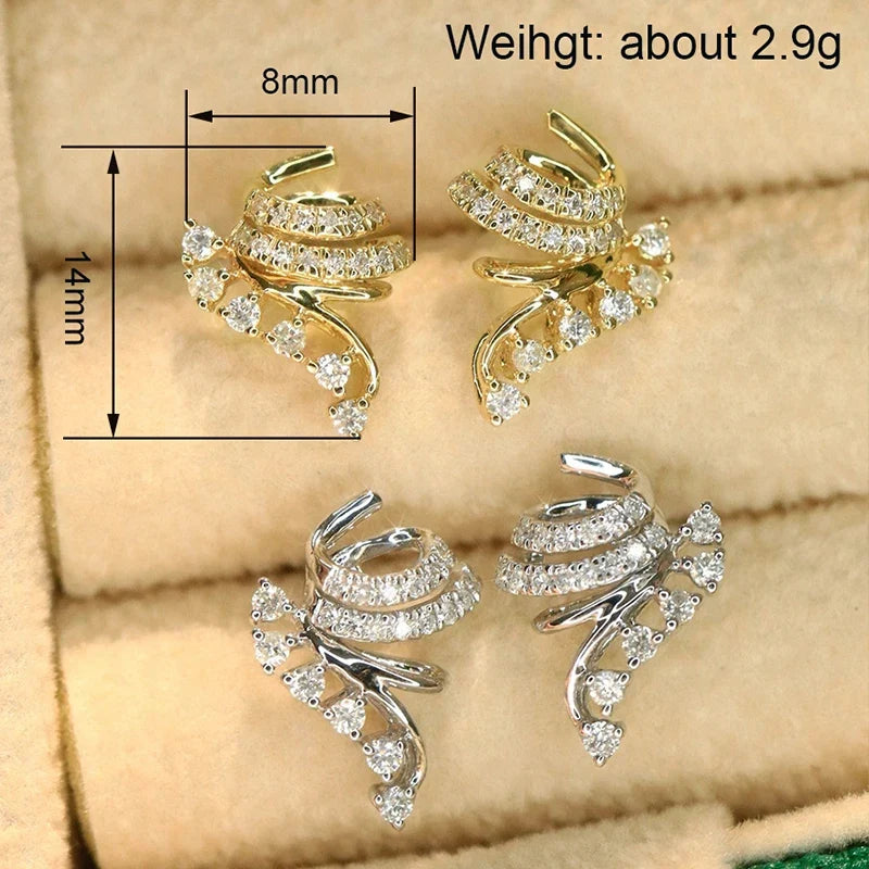 Huitan Spiral Cubic Zirconia Stud Earrings for Women